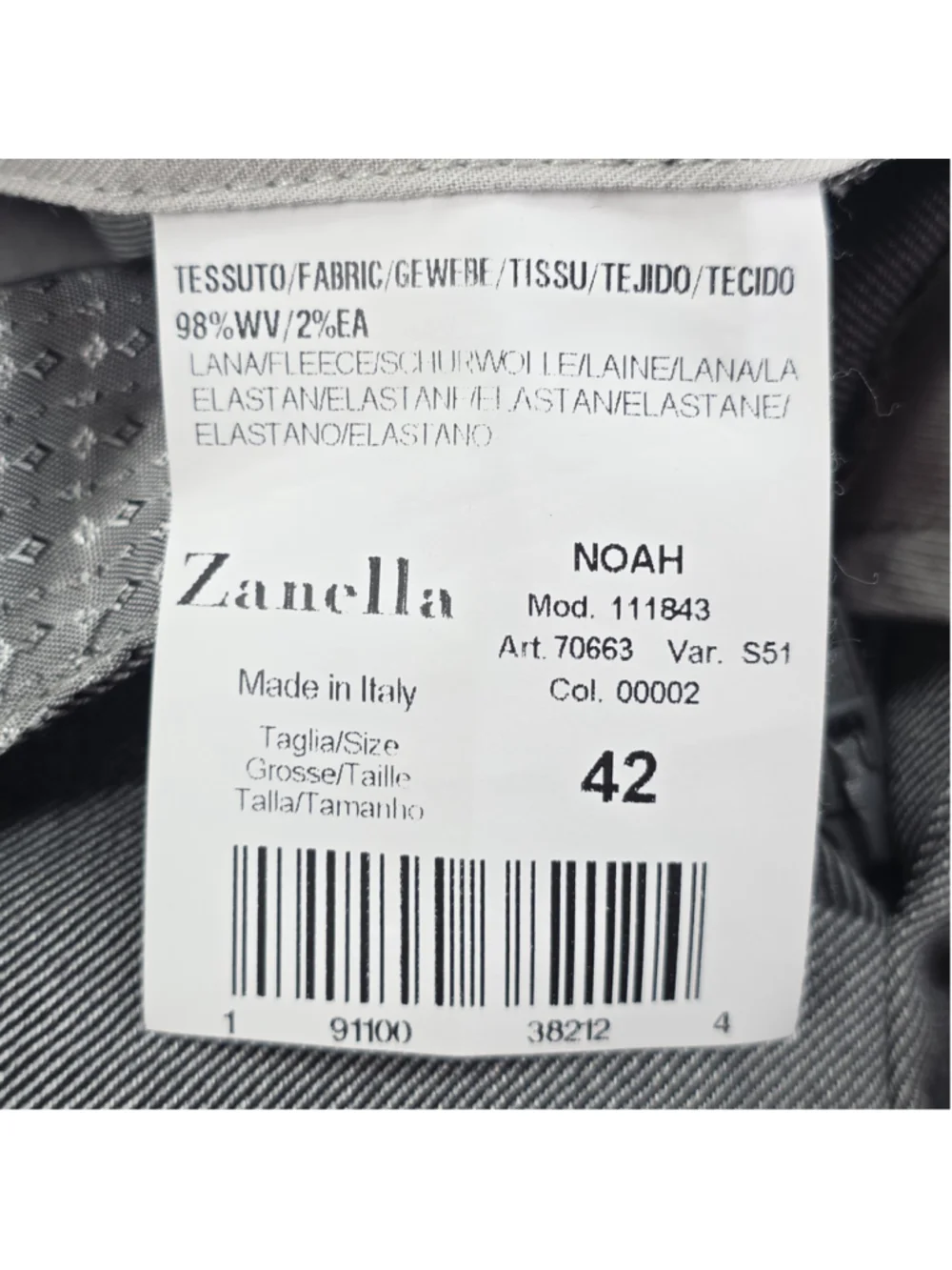 Zanella Platinum Noah Dress Pants Mens 41x26.5 Gray Stretch Wool Made Italy
